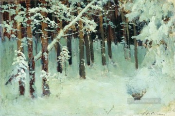 bosque en el invierno paisaje nevado de Isaac Levitan Pinturas al óleo